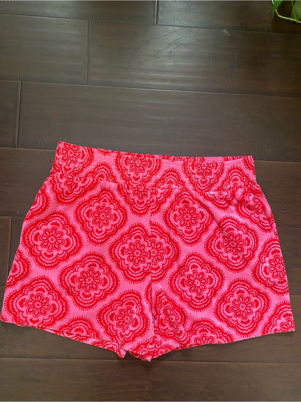 Boden Pink and Red Floral Pattern Women’s Terry Clothe Shorts
